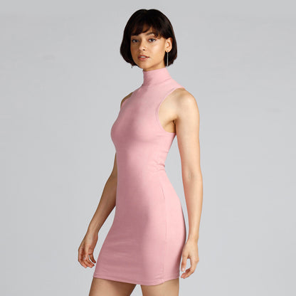 KENDAL HIGH NECK DRESS IN PINK
