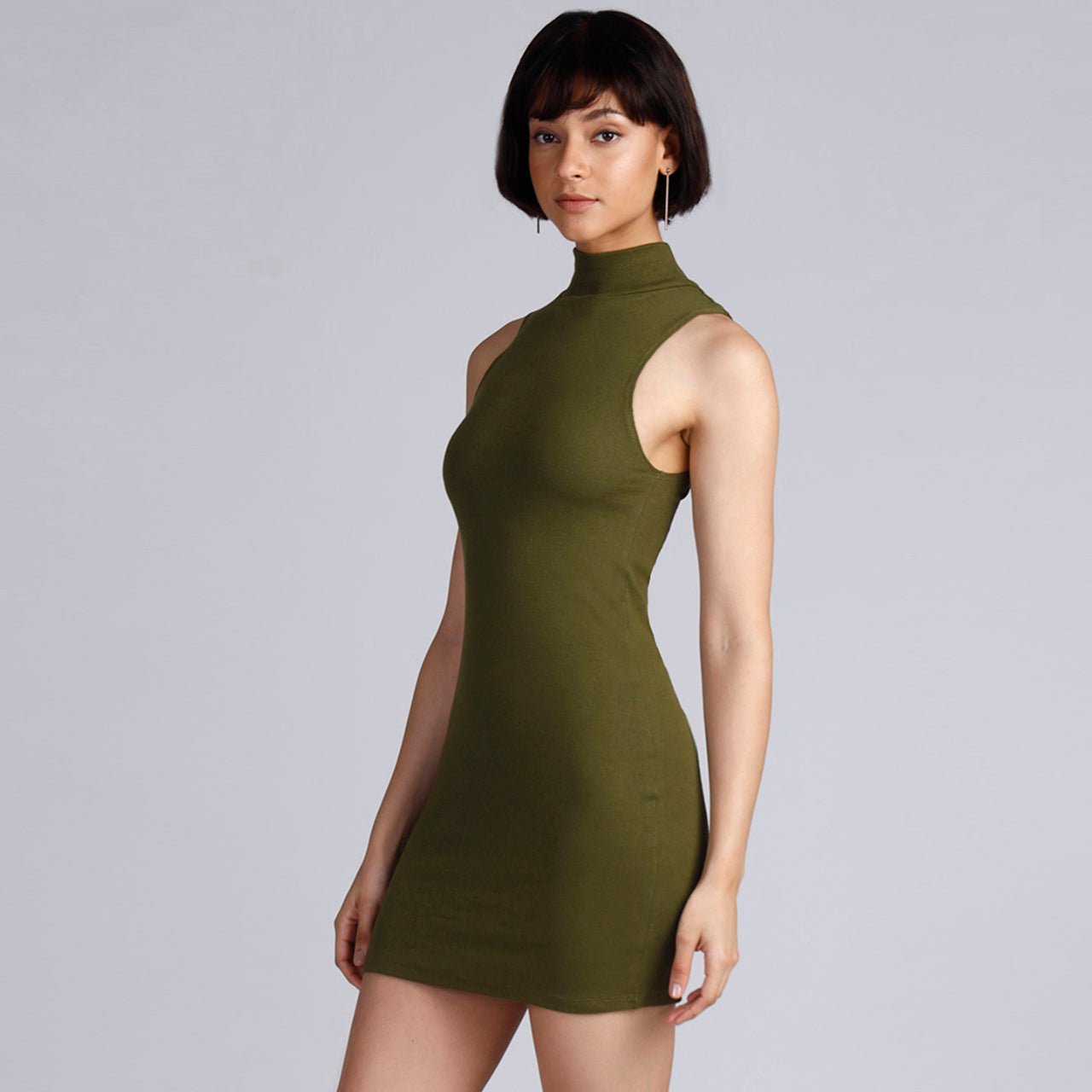 KENDAL HIGH NECK DRESS IN GREEN