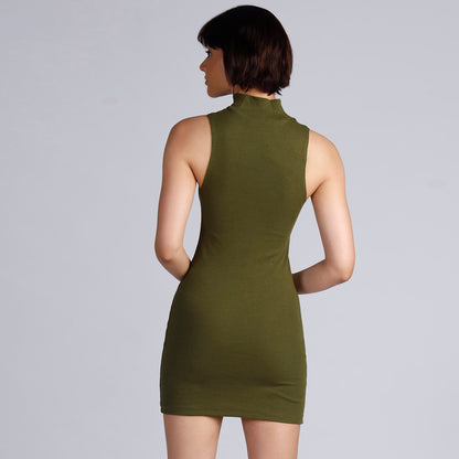 KENDAL HIGH NECK DRESS IN GREEN