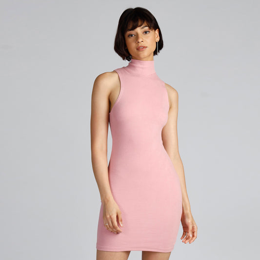 KENDAL HIGH NECK DRESS IN PINK