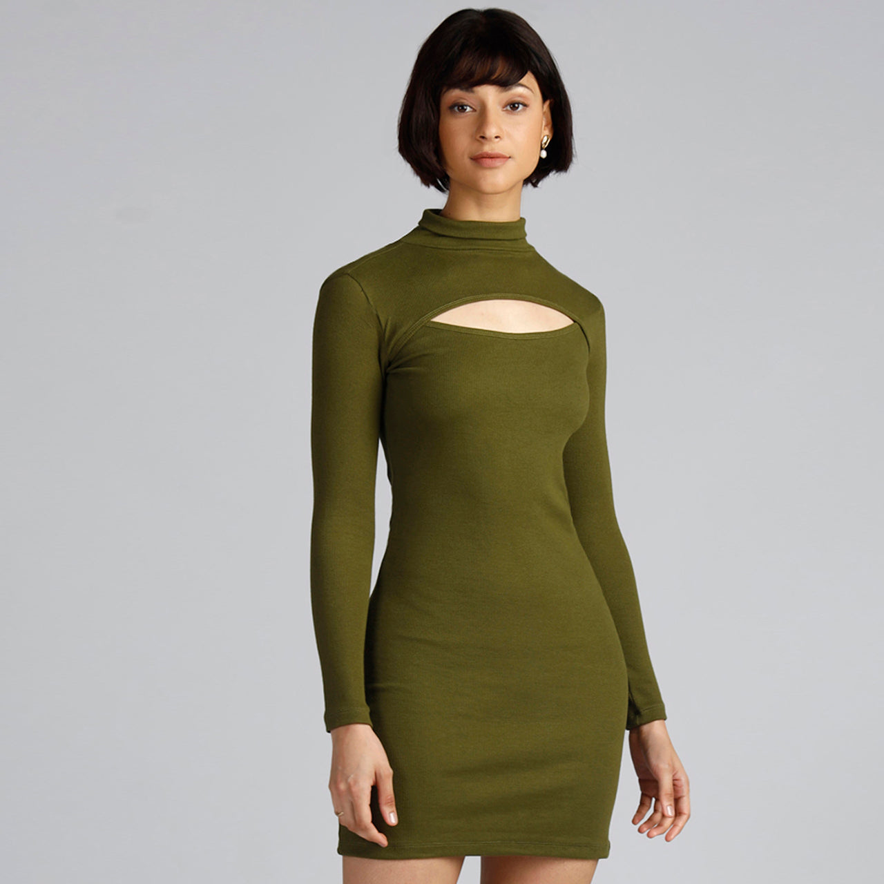 LUNA CUT-OUT DRESS OLIVE