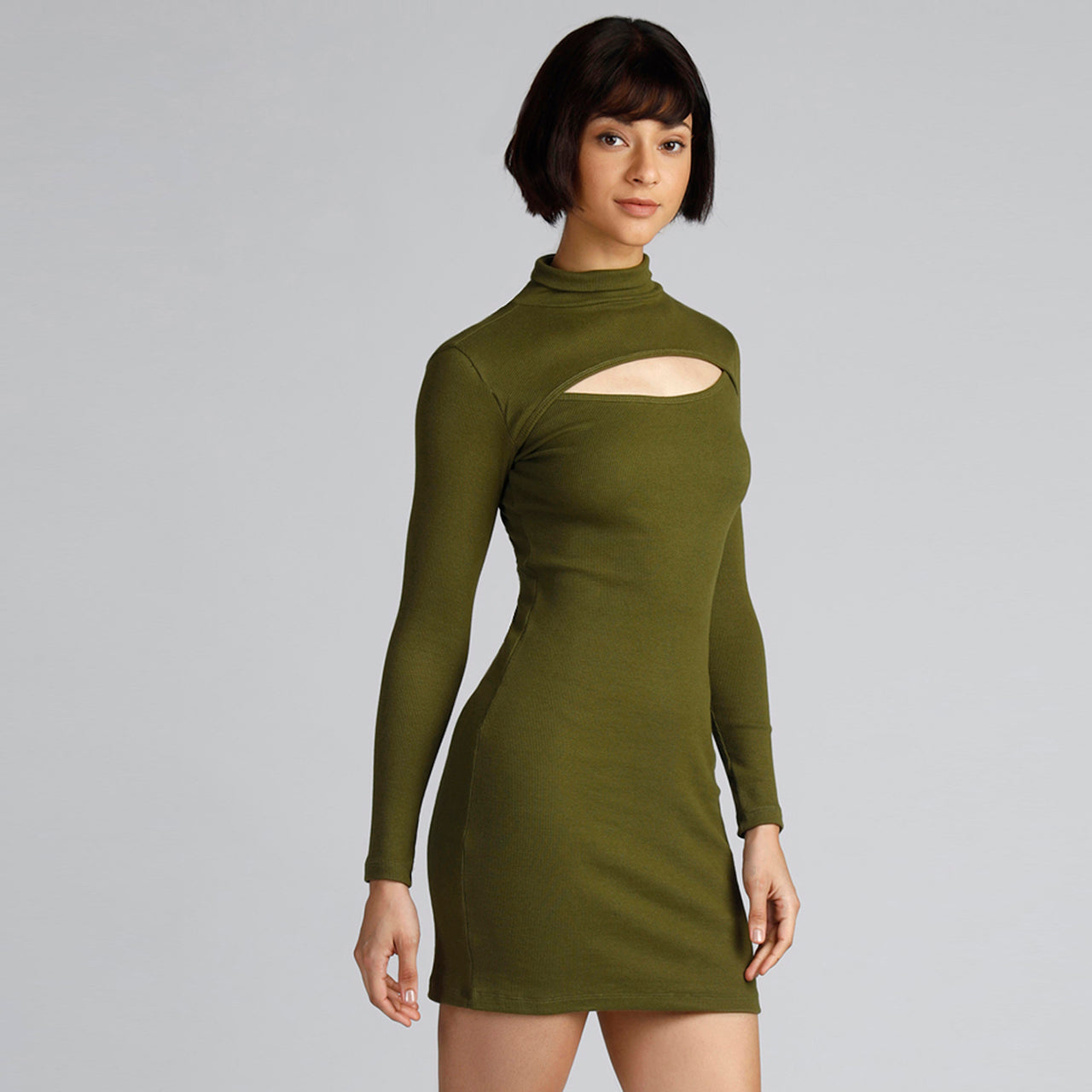 LUNA CUT-OUT DRESS OLIVE