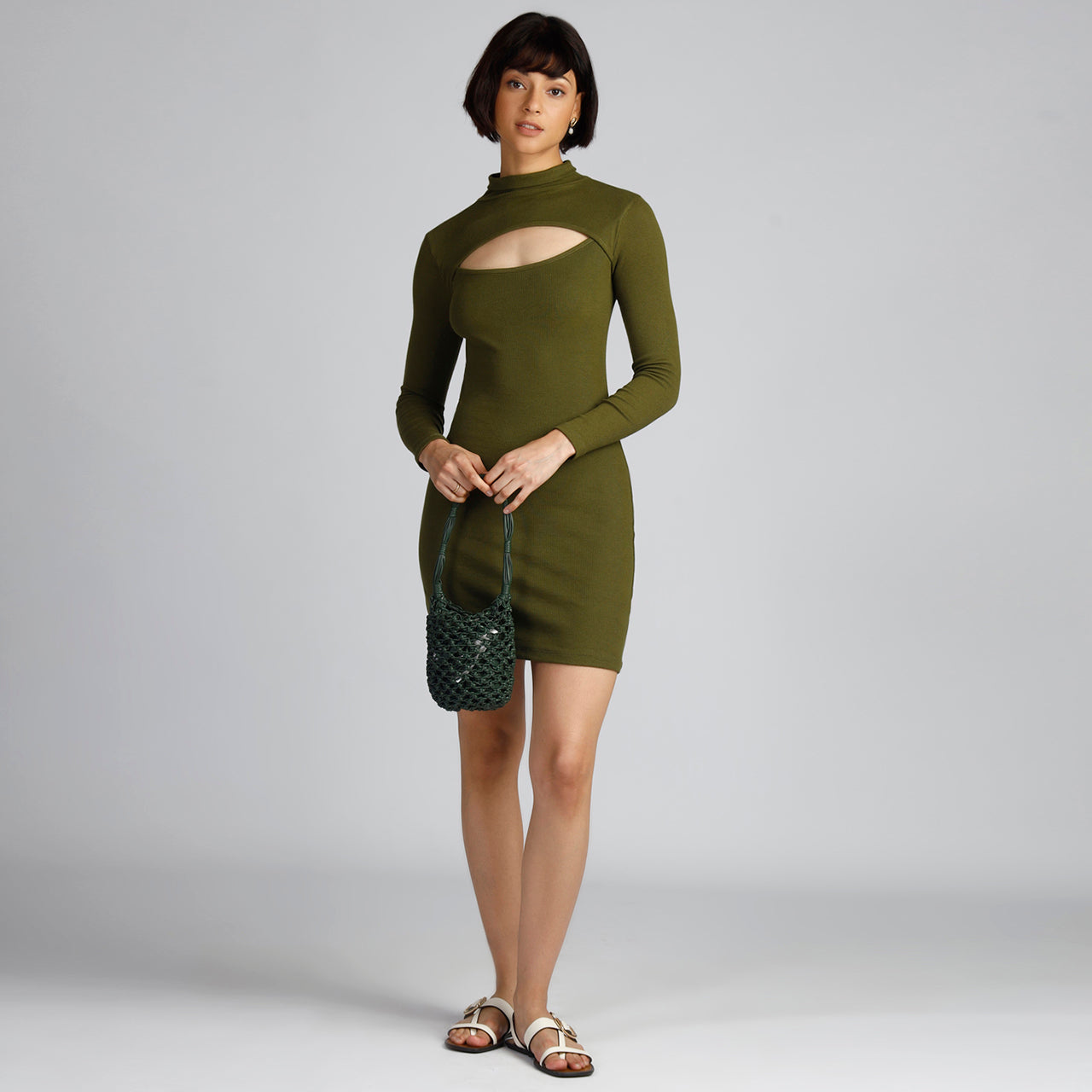 LUNA CUT-OUT DRESS OLIVE