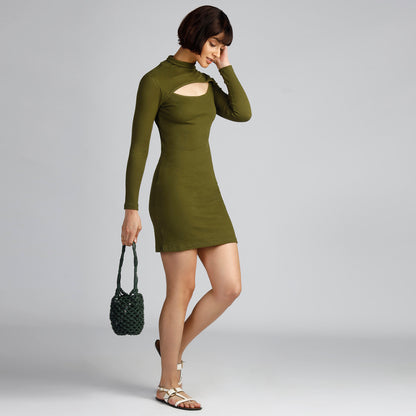 LUNA CUT-OUT DRESS OLIVE