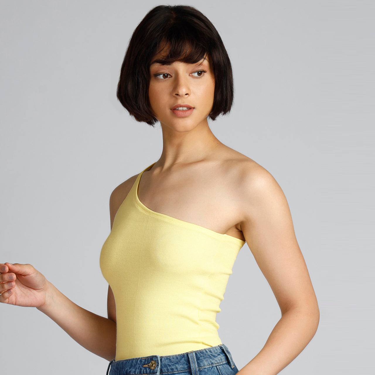 OH MARIA ONE SHOULDER TOP YELLOW