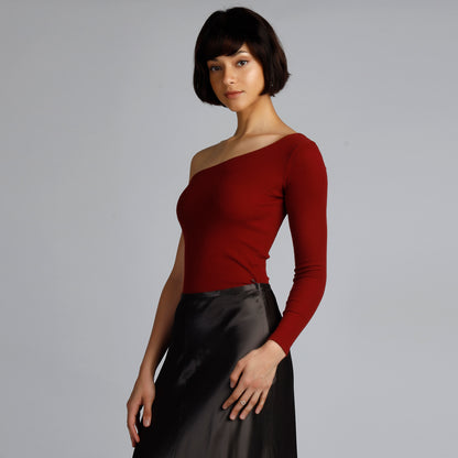 DENVER ONE SHOULDER TOP MAROON