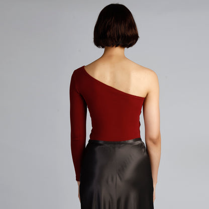 DENVER ONE SHOULDER TOP MAROON