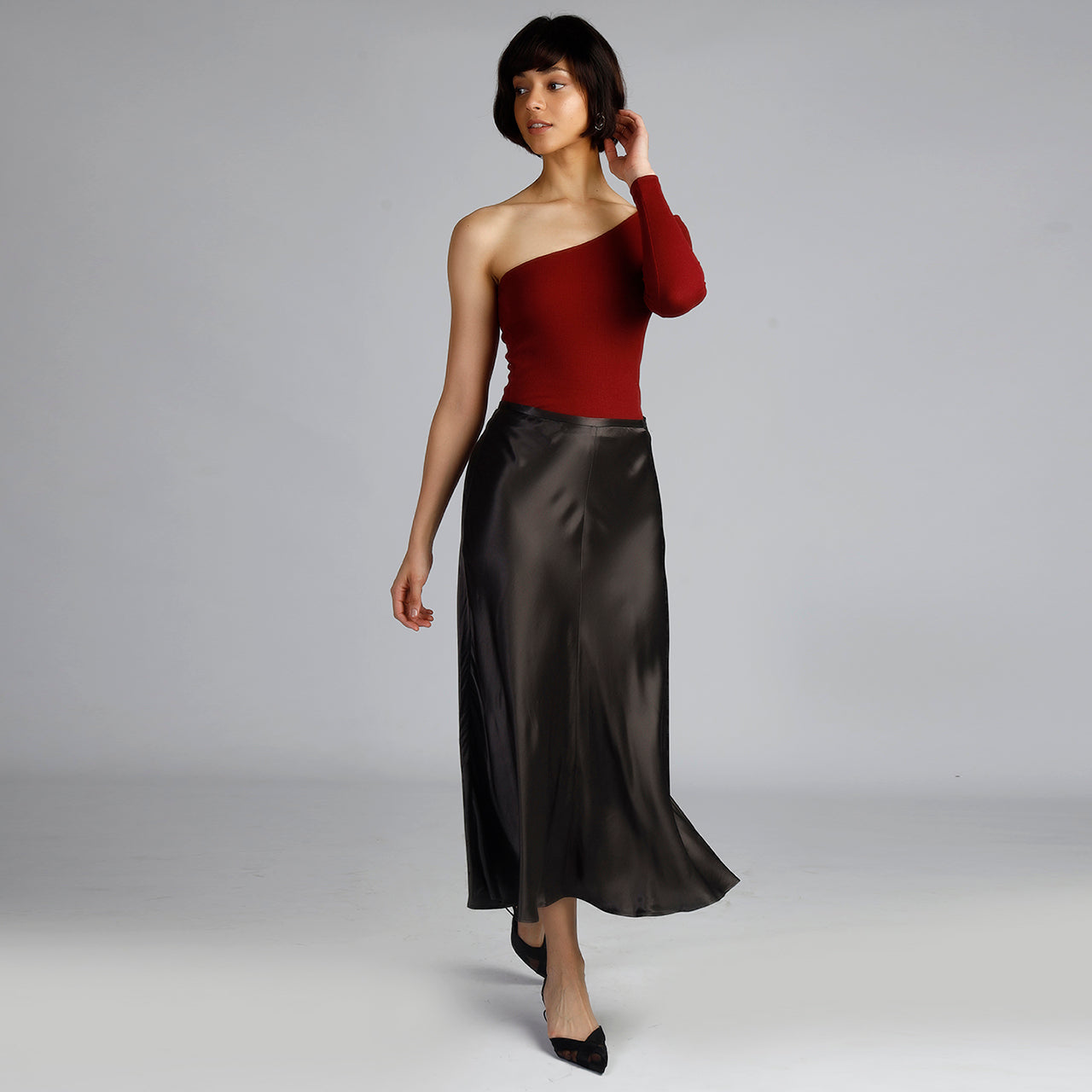 DENVER ONE SHOULDER TOP MAROON