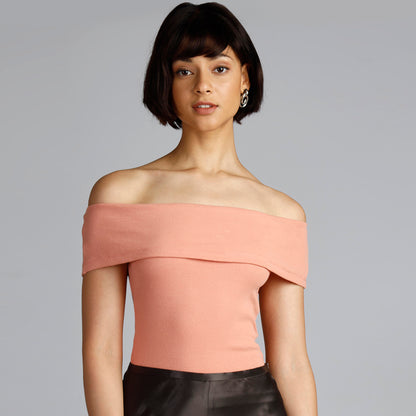 FLIP IT OFF SHOULDER TOP PEACH