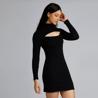 LUNA CUT-OUT DRESS BLACK