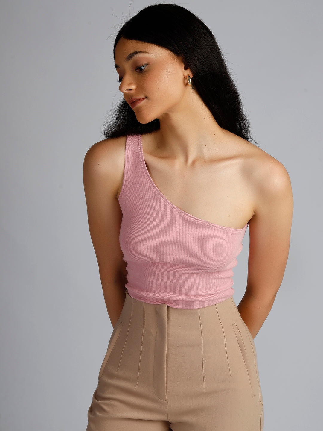 OH MARIA ONE SHOULDER TOP PINK