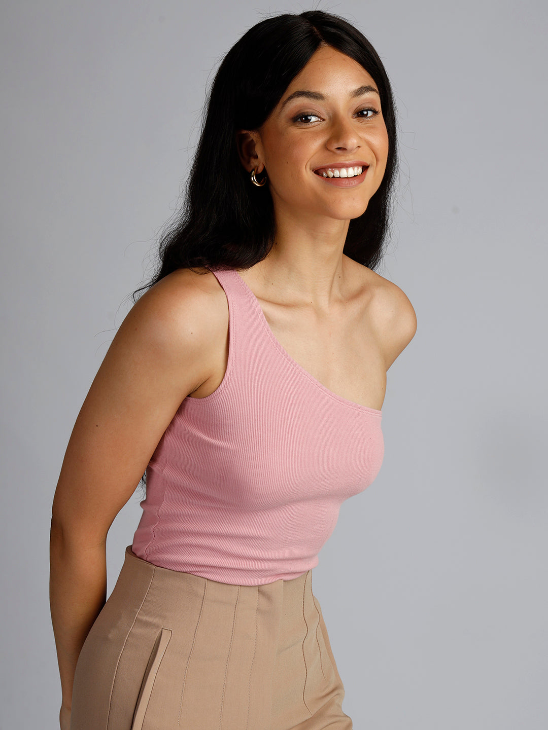 OH MARIA ONE SHOULDER TOP PINK