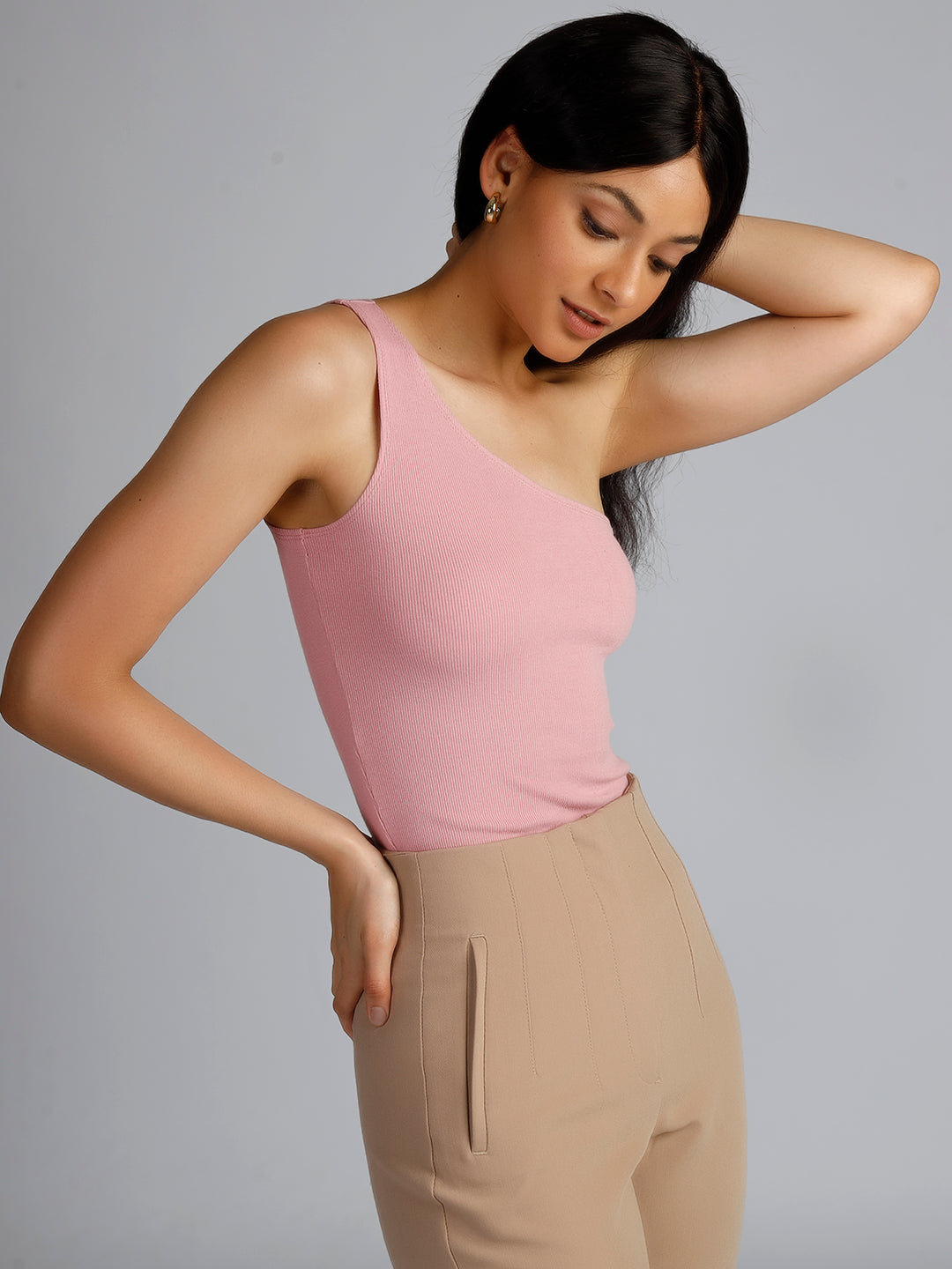 OH MARIA ONE SHOULDER TOP PINK