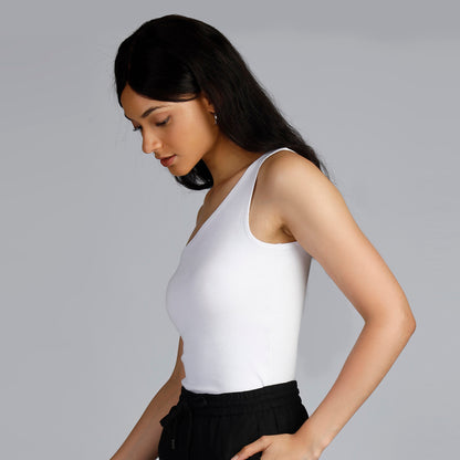 OH MARIA ONE SHOULDER TOP WHITE